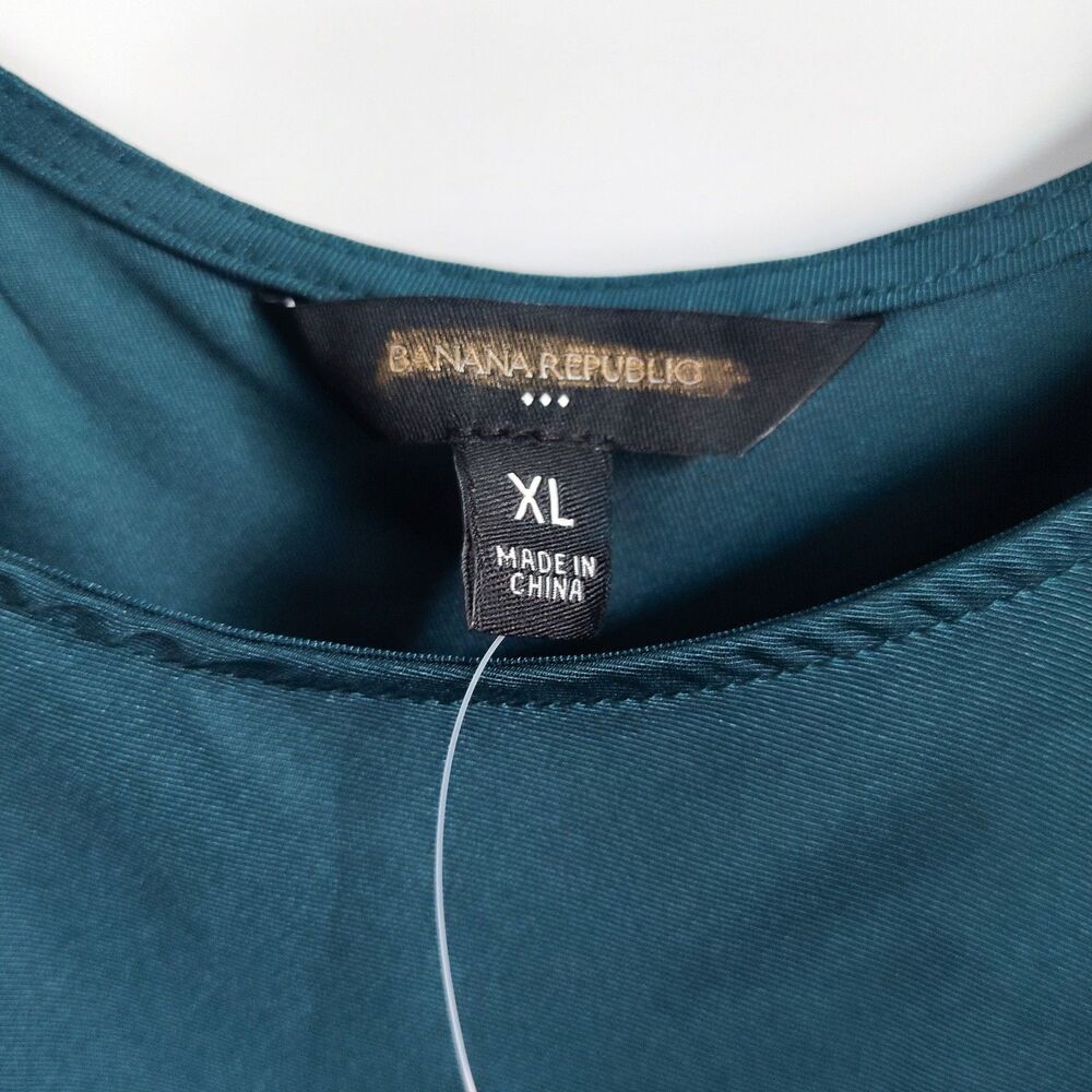 New Banana Republic Teal Silky Twill Slit Maxi Slip Tank Dress Size XL NWT Satin - Picture 9 of 16